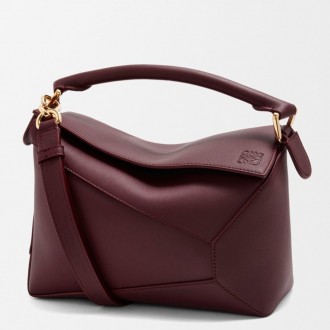 Loewe Puzzle Edge Small Bag in Burgundy Classic Calfskin