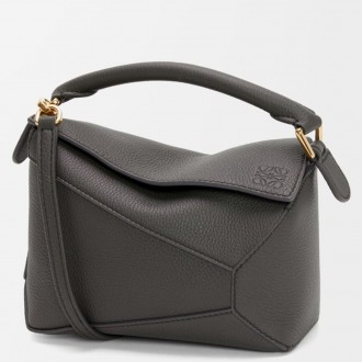 Loewe Puzzle Mini Bag in Dark Grey Soft Grained Calfskin