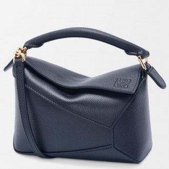 Loewe Puzzle Mini Bag in Navy Blue Grained Calfskin
