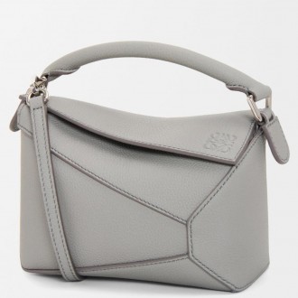 Loewe Puzzle Mini Bag in Pearl Grey Soft Grained Calfskin