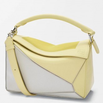 Loewe Puzzle Small Bag in Grey and Citrine Calfskin