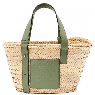 Loewe Small Basket Bag in Raffia and Rosemary Calfskin Loewe Small Basket Bag in Raffia and Rosemary Calfskin