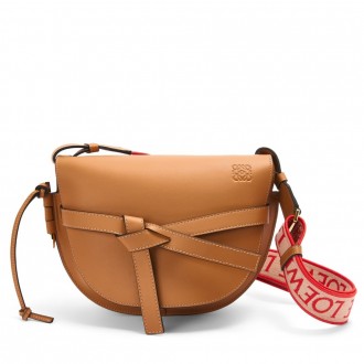 Loewe Small Gate Bag In Brown Calfskin and Jacquard Loewe Small Gate Bag In Brown Calfskin and Jacquard