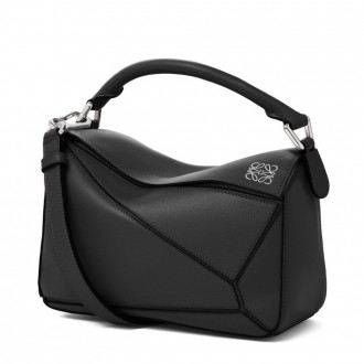 Loewe Small Puzzle Bag In Black Calfskin Leather Loewe Small Puzzle Bag In Black Calfskin Leather