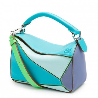 Loewe Small Puzzle Bag In Blue/Blueberry/Lilas Calfskin Loewe Small Puzzle Bag In Blue/Blueberry/Lilas Calfskin