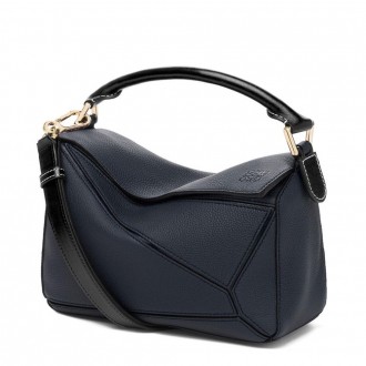 Loewe Small Puzzle Bag In Dark Blue Grained Calfskin Loewe Small Puzzle Bag In Dark Blue Grained Calfskin