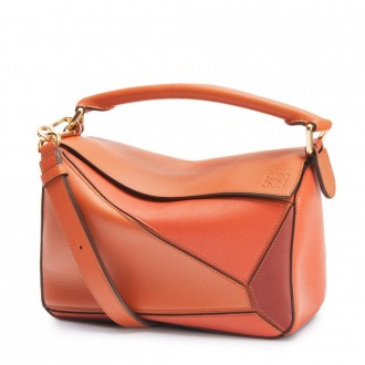 Loewe Small Puzzle Bag In Tan/Orange/Camel Calfskin Loewe Small Puzzle Bag In Tan/Orange/Camel Calfskin