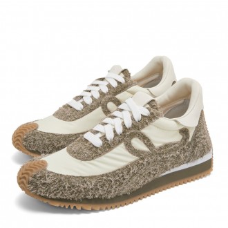 Loewe Women's Flow Runner Sneakers in Green Brushed Suede Loewe Women's Flow Runner Sneakers in Green Brushed Suede