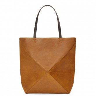 Loewe XL Puzzle Fold Tote Bag in Brown Suede Calfskin Loewe XL Puzzle Fold Tote Bag in Brown Suede Calfskin