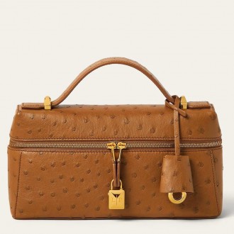 Loro Piana Extra Bag L23 in Brown Ostrich Leather Loro Piana Extra Bag L23 in Brown Ostrich Leather