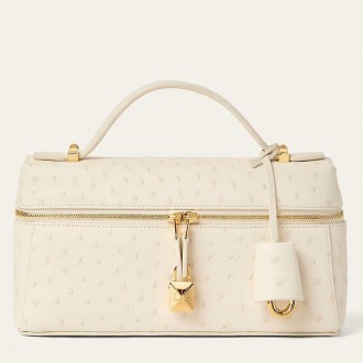 Loro Piana Extra Bag L23 in White Ostrich Leather Loro Piana Extra Bag L23 in White Ostrich Leather