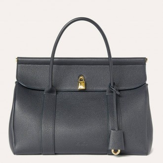 Loro Piana Loom L32 Bag in Navy Blue Grained Leather
