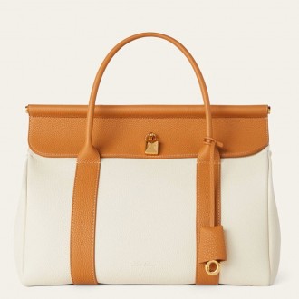 Loro Piana Loom L32 Bag in White and Tan Grained Leather