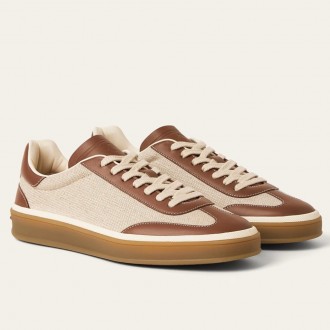 Loro Piana Women's Tennis Walk Sneakers in Natural Linen