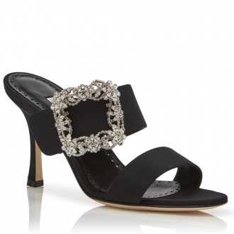 Manolo Blahnik Black Gable Jewel 75mm Sandals Manolo Blahnik Black Gable Jewel 75mm Sandals