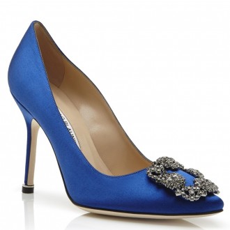Manolo Blahnik Blue Satin Hangisi 105mm Pumps Manolo Blahnik Blue Satin Hangisi 105mm Pumps
