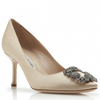 Manolo Blahnik Champagne Satin Hangisi 70mm Pumps Manolo Blahnik Champagne Satin Hangisi 70mm Pumps
