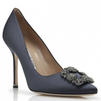 Manolo Blahnik Dark Grey Satin Hangisi 105mm Pumps Manolo Blahnik Dark Grey Satin Hangisi 105mm Pumps