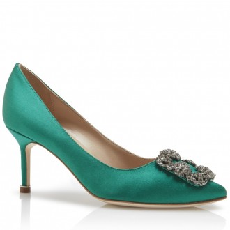 Manolo Blahnik Green Satin Hangisi 70mm Pumps Manolo Blahnik Green Satin Hangisi 70mm Pumps