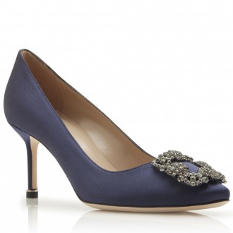 Manolo Blahnik Navy Blue Satin Hangisi 70mm Pumps Manolo Blahnik Navy Blue Satin Hangisi 70mm Pumps