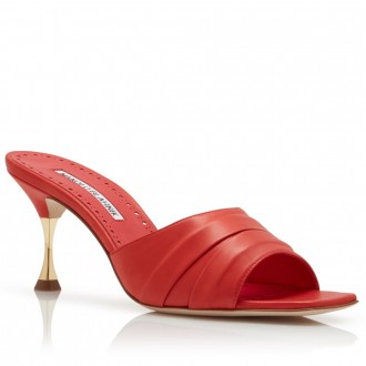 Manolo Blahnik Picoux 70mm Sandals In Red Lambskin Manolo Blahnik Picoux 70mm Sandals In Red Lambskin