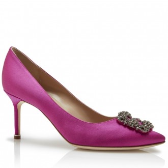 Manolo Blahnik Pink Satin Hangisi 70mm Pumps Manolo Blahnik Pink Satin Hangisi 70mm Pumps