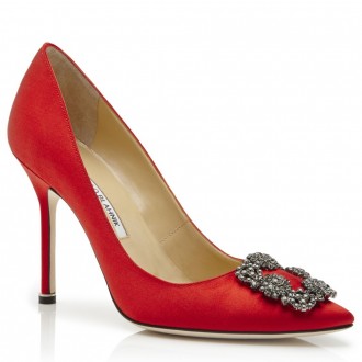 Manolo Blahnik Red Satin Hangisi 105mm Pumps Manolo Blahnik Red Satin Hangisi 105mm Pumps