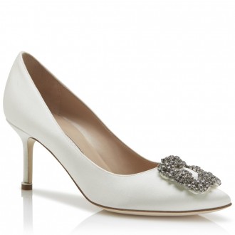 Manolo Blahnik White Satin Hangisi 70mm Pumps Manolo Blahnik White Satin Hangisi 70mm Pumps