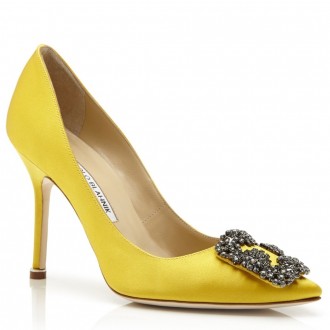 Manolo Blahnik Yellow Satin Hangisi 105mm Pumps Manolo Blahnik Yellow Satin Hangisi 105mm Pumps