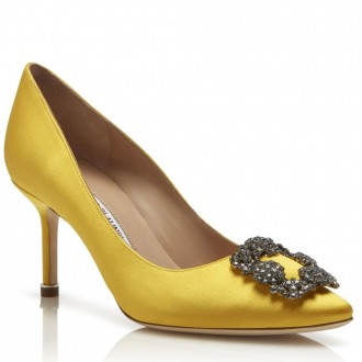 Manolo Blahnik Yellow Satin Hangisi 70mm Pumps Manolo Blahnik Yellow Satin Hangisi 70mm Pumps