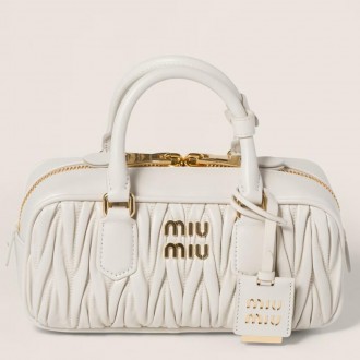 Miu Miu Arcadie Medium Bag in White Matelasse Leather