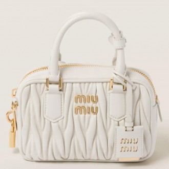 Miu Miu Arcadie Small Bag in White Matelasse Leather