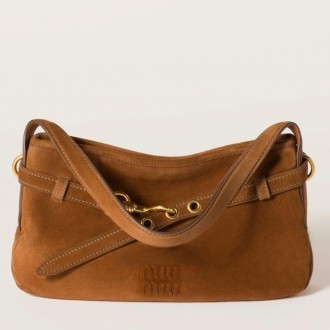Miu Miu Aventure Small Shoulder Bag in Brown Suede Leather Miu Miu Aventure Small Shoulder Bag in Brown Suede Leather
