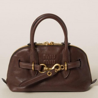 Miu Miu Aventure Small Top-handle Bag in Briarwood Nappa Leather Miu Miu Aventure Small Top-handle Bag in Briarwood Nappa Leather