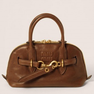 Miu Miu Aventure Small Top-handle Bag in Brown Nappa Leather Miu Miu Aventure Small Top-handle Bag in Brown Nappa Leather