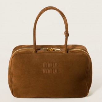Miu Miu Beau Top-handle Bag in Brown Suede Calfskin Miu Miu Beau Top-handle Bag in Brown Suede Calfskin