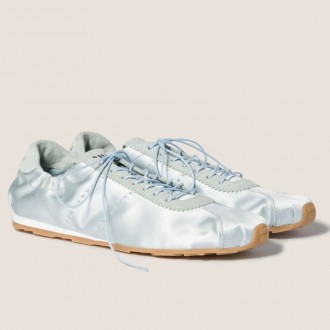 Miu Miu Plume Sneakers in Powder Blue Satin