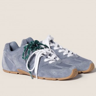 Miu Miu X New Balance 530 SL Sneakers in Blue Suede and Mesh