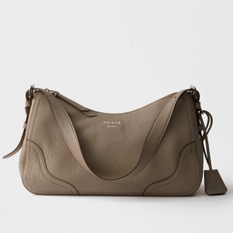 Prada Aimee Large Shoulder Bag in Grey Buckskin