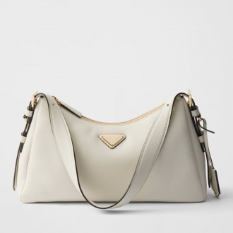 Prada Aimee Medium Shoulder Bag in White Leather