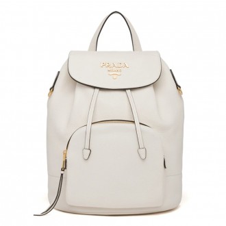 Prada Backpack In White Grained Calfskin