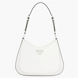 Prada Cleo Large Shoulder Bag In White Brushed Leather