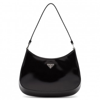 Prada Cleo Small Shoulder Bag In Black Brushed Leather