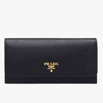 Prada Continental Wallet In Black Saffiano Leather Prada Continental Wallet In Black Saffiano Leather