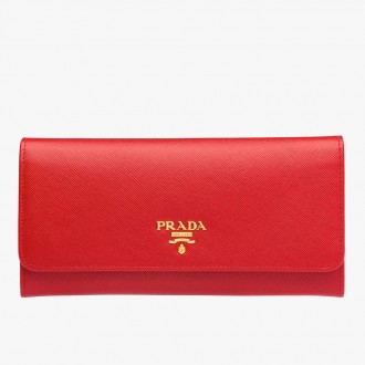 Prada Continental Wallet In Red Saffiano Leather Prada Continental Wallet In Red Saffiano Leather