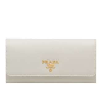 Prada Continental Wallet In White Saffiano Leather Prada Continental Wallet In White Saffiano Leather