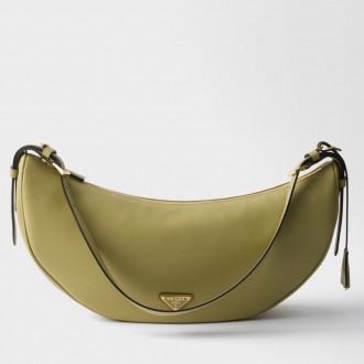 Prada Demi-lune Large Shoulder Bag in Pistachio Leather
