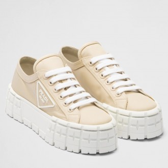 Prada Double Wheel Sneakers In Beige Nylon Gabardine Prada Double Wheel Sneakers In Beige Nylon Gabardine