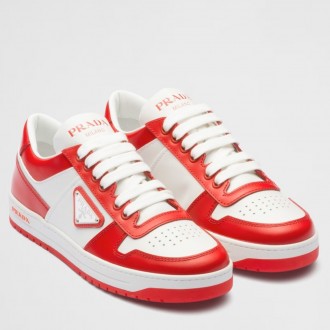 Prada Downtown Sneakers in White and Red Calfskin Prada Downtown Sneakers in White and Red Calfskin