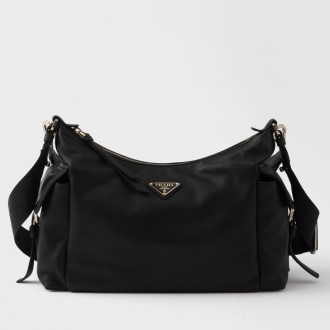 Prada Explore Large Shoulder Bag in Black Nappa Lambskin